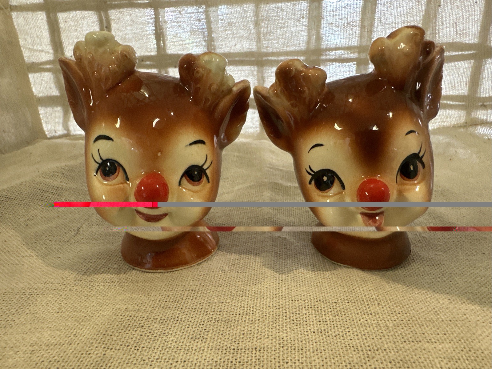 Vintage Lefton Rudolph the Red Nosed Reindeer Salt & Pepper Shakers 4370 Set