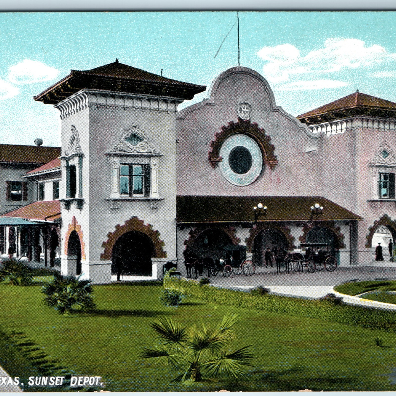 c1900s San Antonio TX Sunset Depot Postcard SP Railway Station Spanish Ebers DB