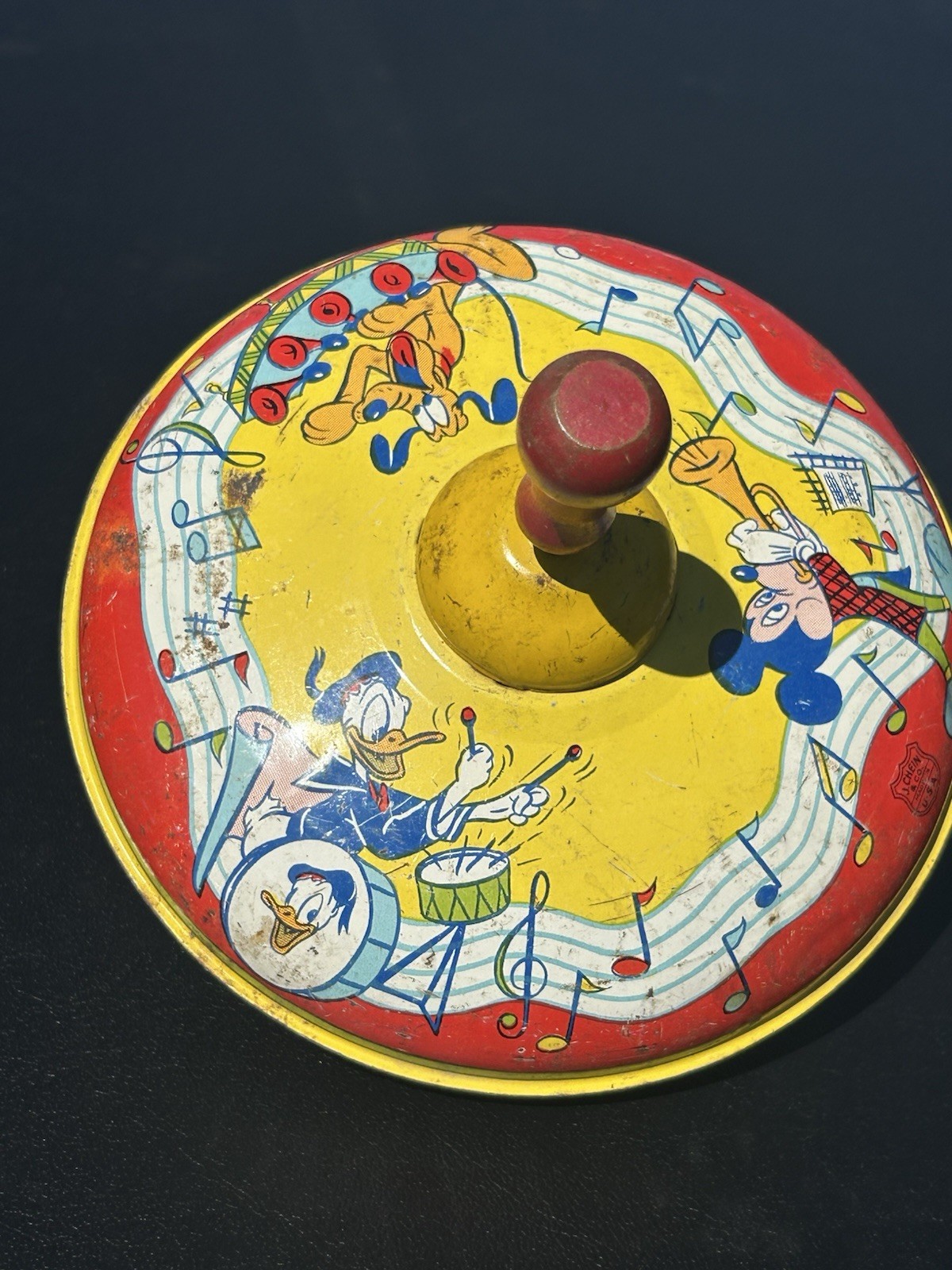 Disney vintage toy - Tin Litho Spinning Top by J Chien