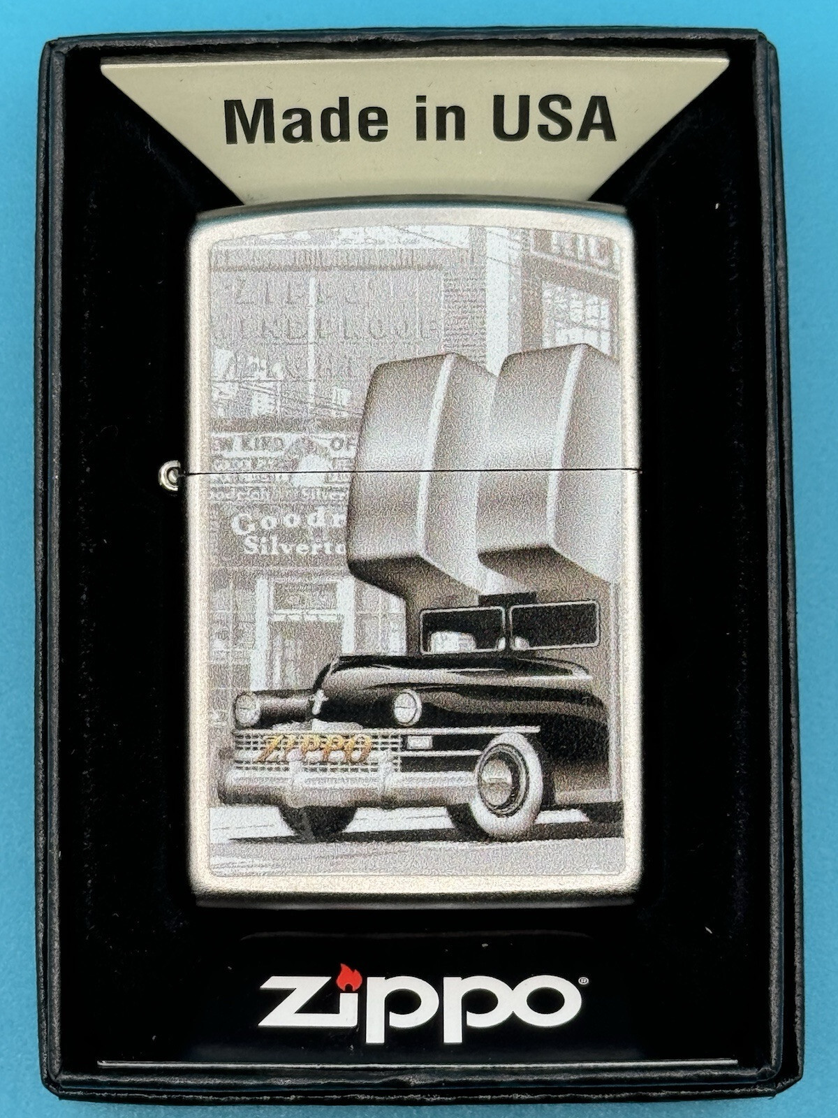 Zippo Car & Building Satin Chrome Chrome Zippo Lighter NEW