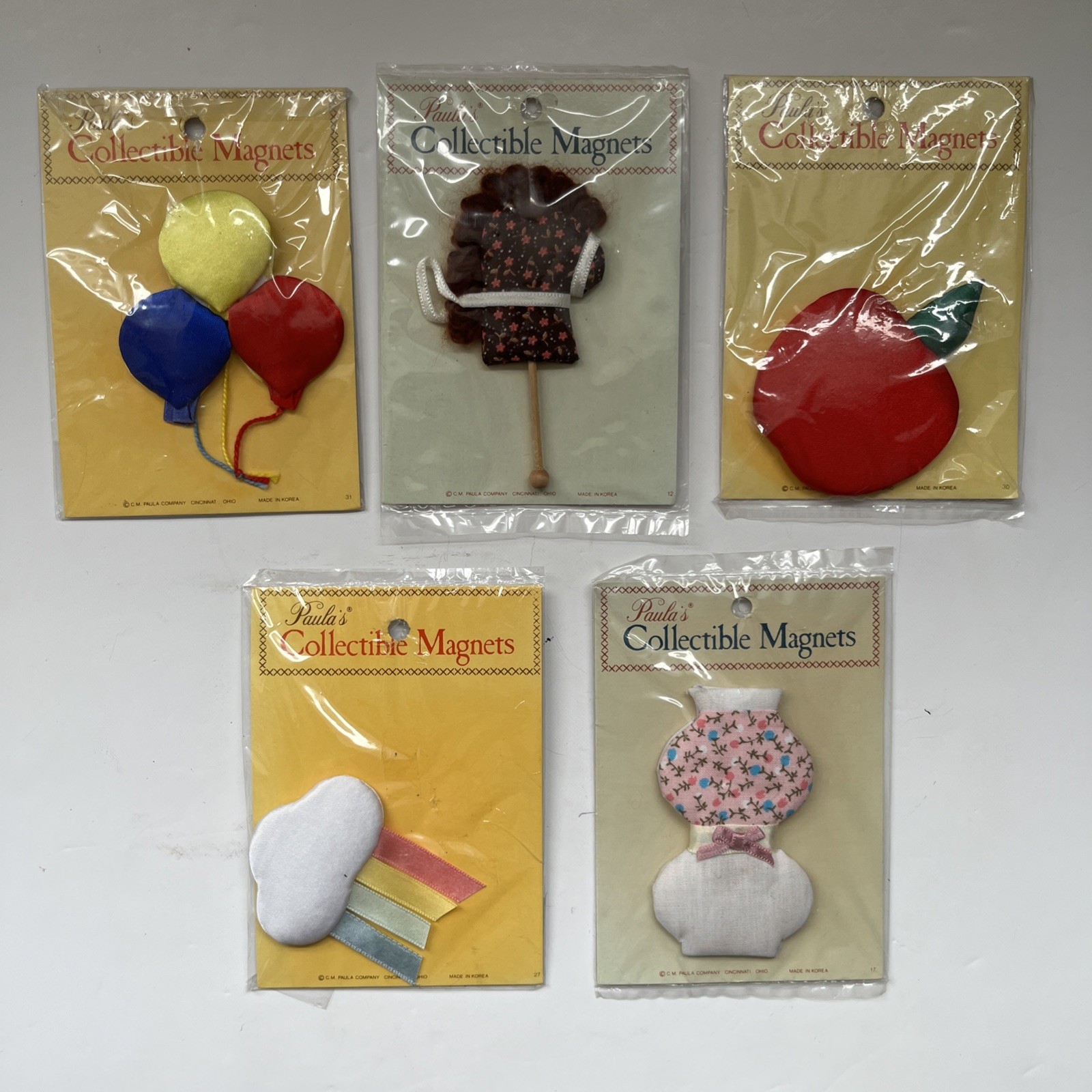 Vtg Paula’s Collectible Magnets Lot Fridge Cottage Decor C.M. Paula Co. 80s New