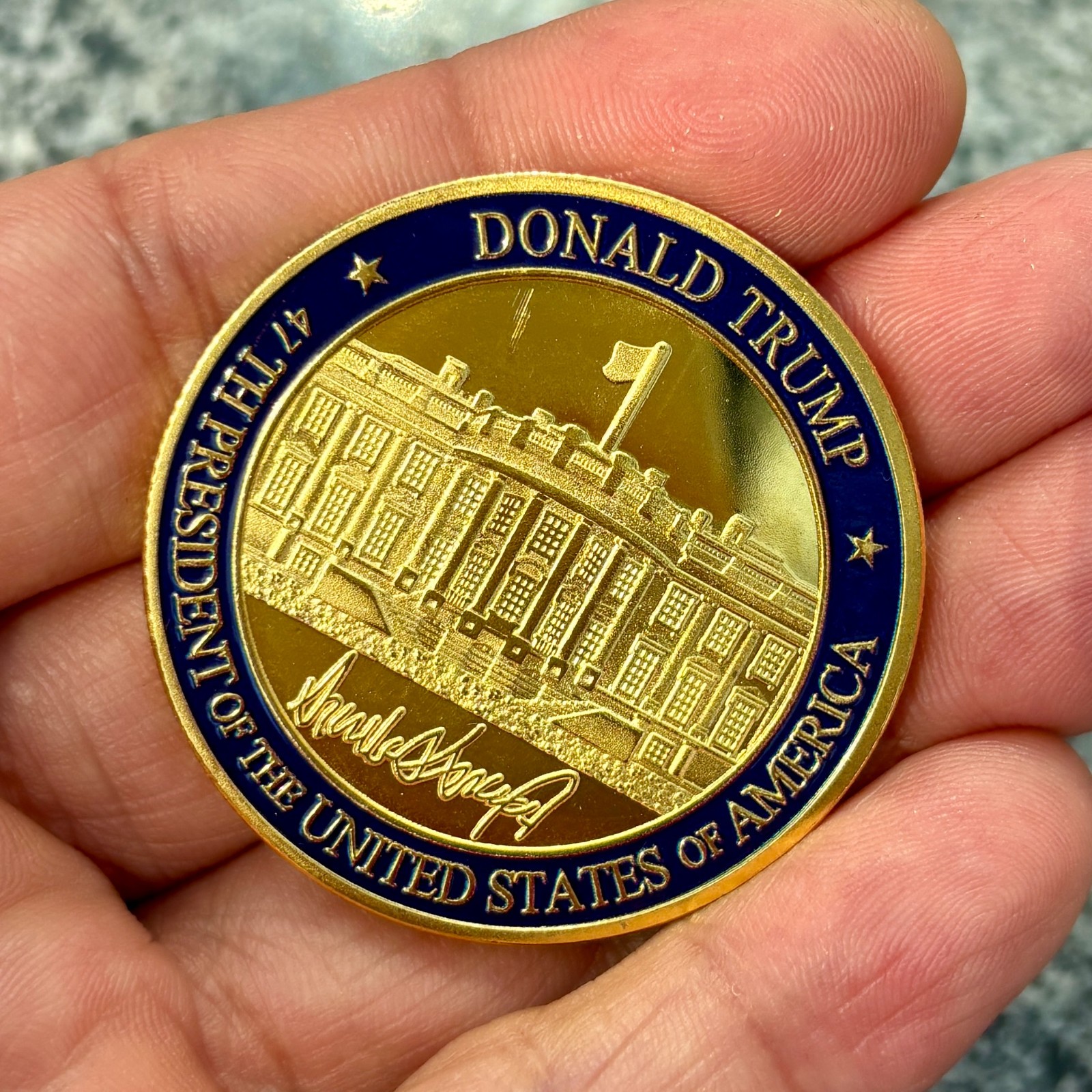 Donald Trump 47th President Seal Challenge Coin Gold Plated White House Souvenir