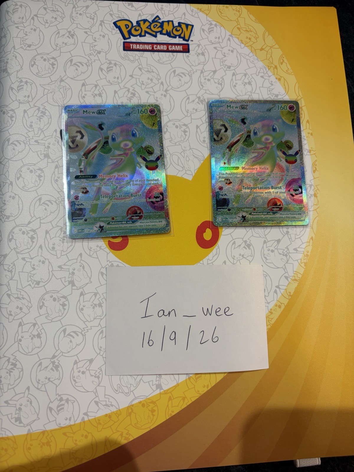 2 X Pokemon TCG Mew ex 158/128 Pokemon 30th Celebration Futuristic Rare