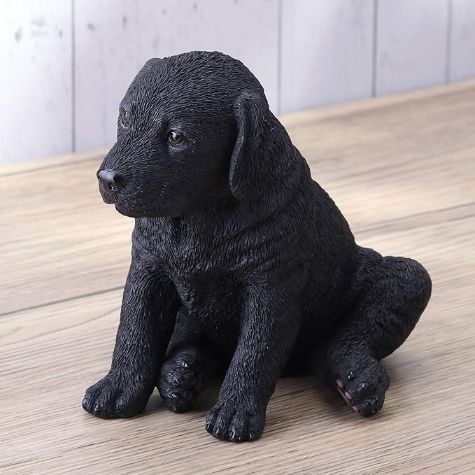 Polystone Black Labrador Retriever Puppy Sitting Home Decorative Figurine