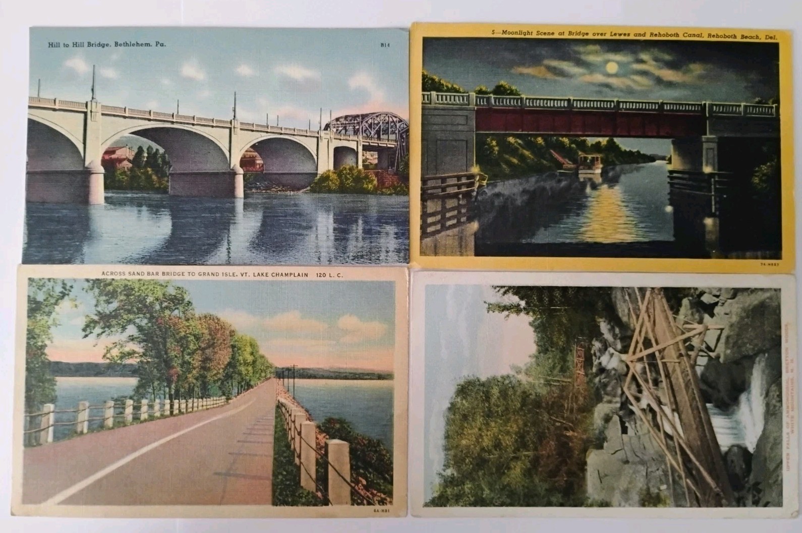4 Vtg Linen Postcards Mixed US Views DE PA CA 1920s-1950s Posted Unposted Lot