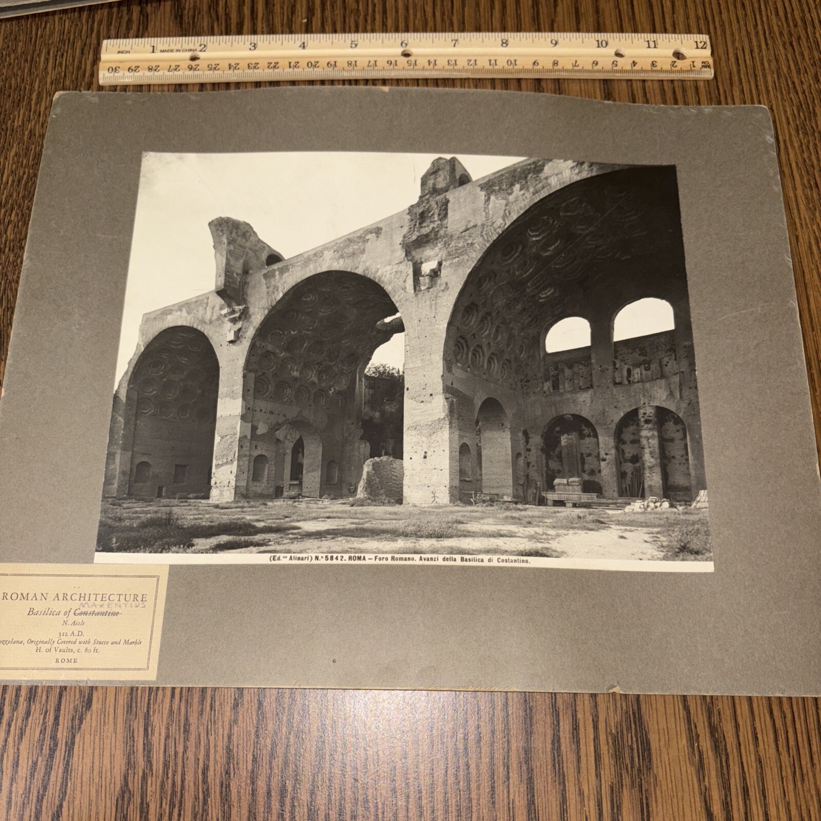 Vintage Basilica of Maxentius Ruins Rome Mounted Roman Architecture Photo
