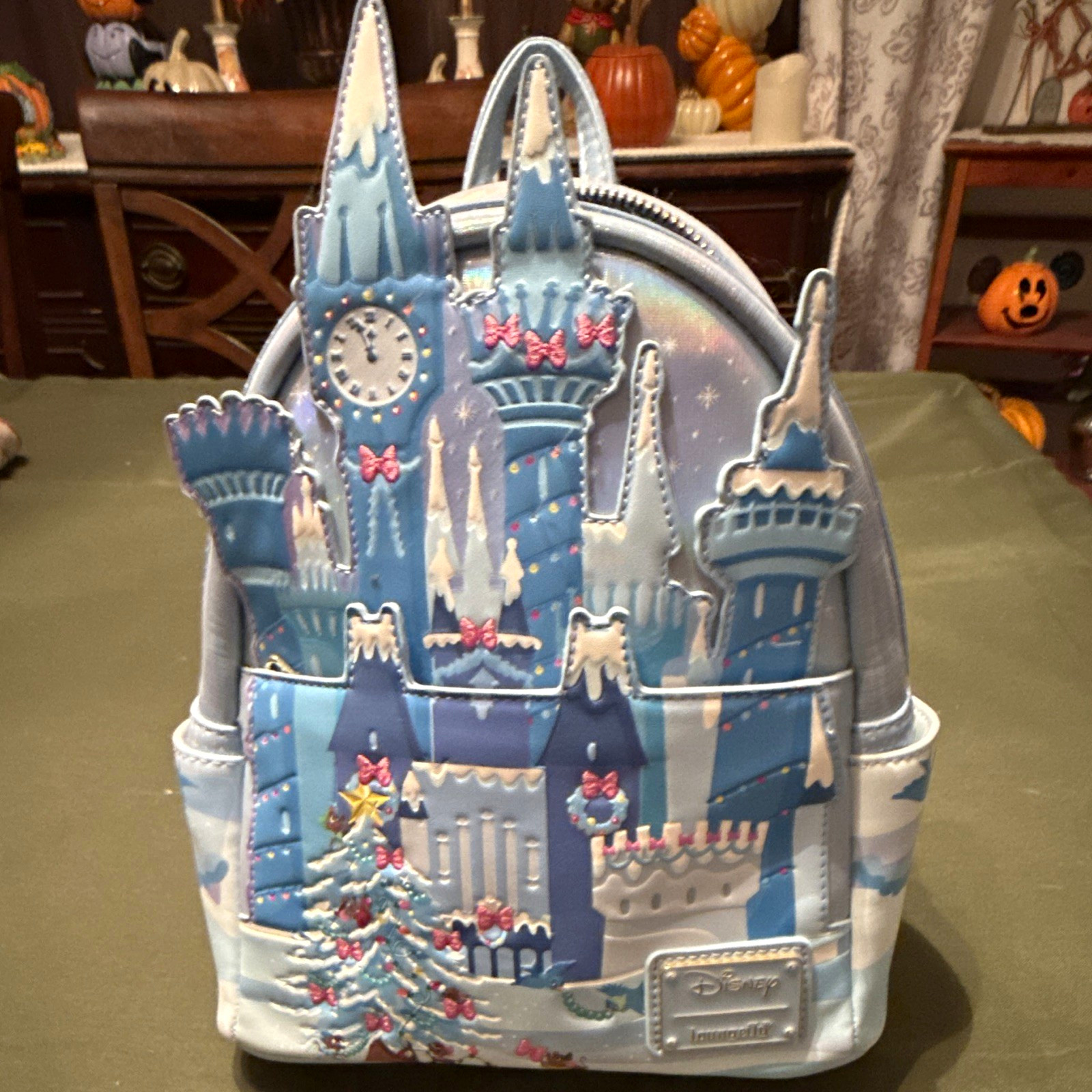 Loungefly Disney Cinderella Castle Light-Up Mini Backpack Blue White