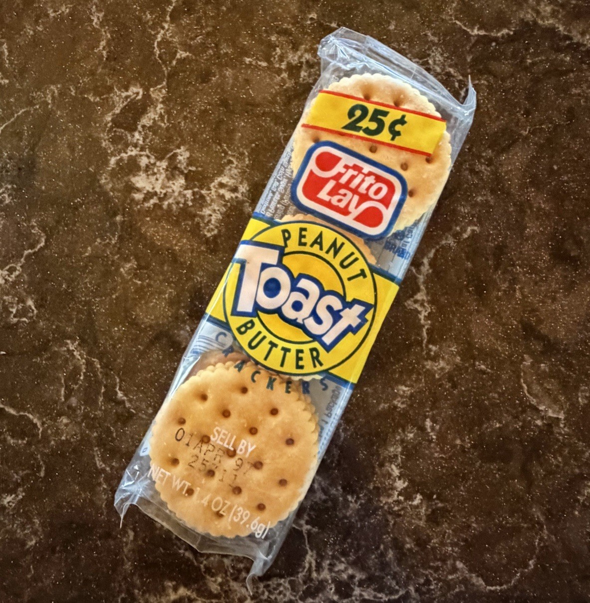 Vintage 90's FRITO LAY PEANUT BUTTER TOAST 25¢ Crackers Package RARE SEALED NOS