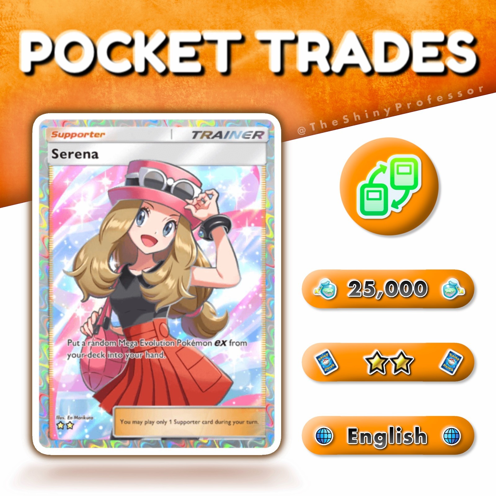 Pokémon TCG Pocket ||  Two Star Full Art Trainer - Serena || Digital Trade ✨