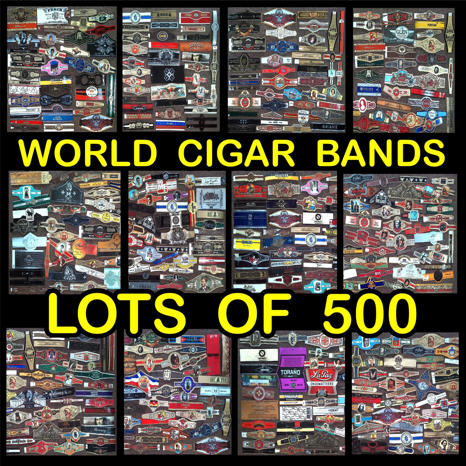 500 CIGAR BANDS: Worldwide Random Lot Vintage/Modern Mixed Band Label Collection