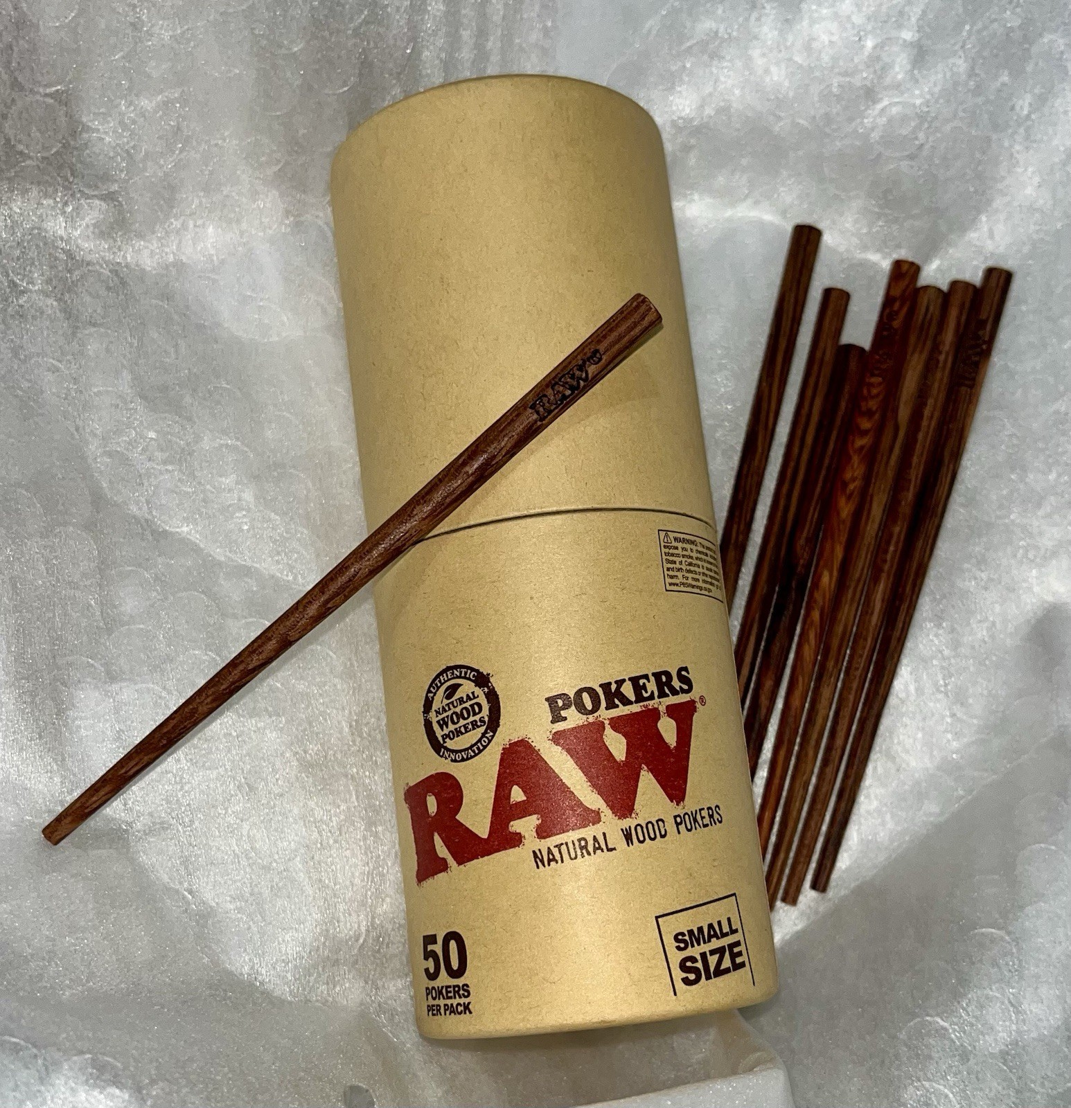8-pcs Authentic RAW Small Wood Poker Sticks PLUS BONUS Plastic Cone Snuffer Tube