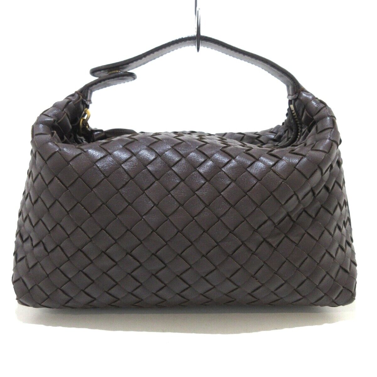Auth BOTTEGA VENETA Intrecciato 114087 Dark Brown Leather - Handbag