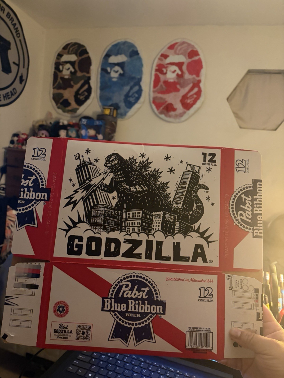 Pabst Blue Ribbon Godzilla 12 Pack Suitcase Box TOHO Attack Peter Rare