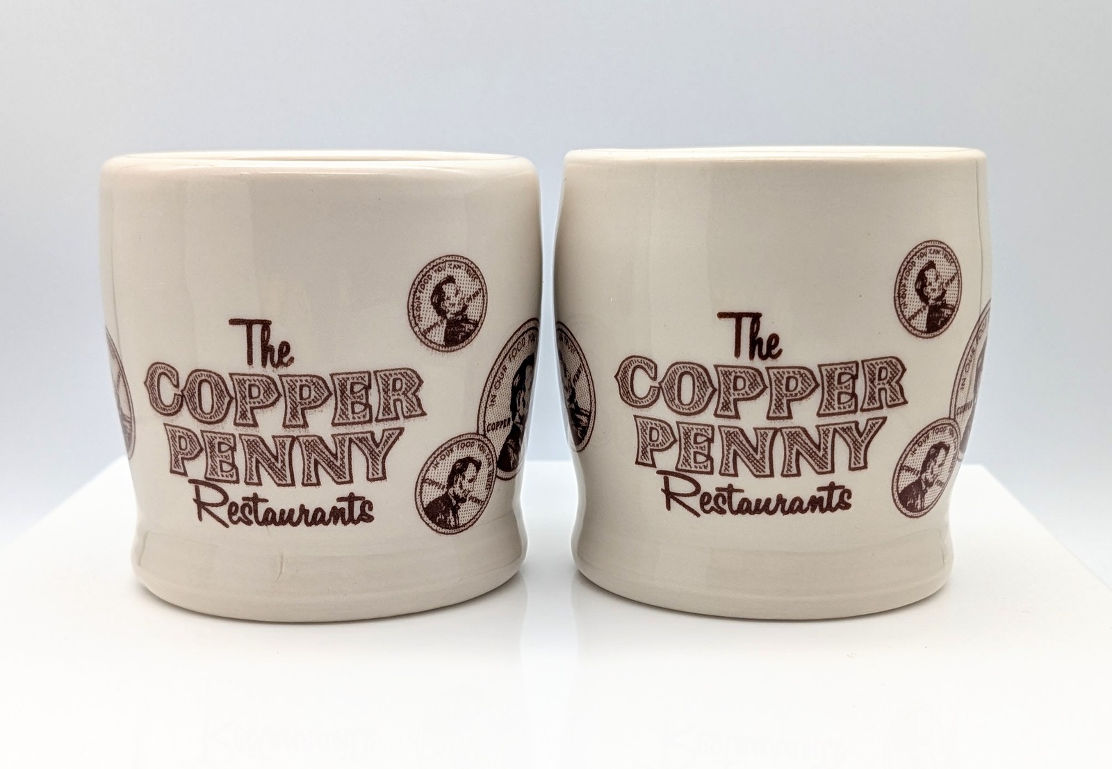 Vintage The COPPER PENNY RESTAURANT Shenango Heavy Diner Coffee Mugs Set of 2