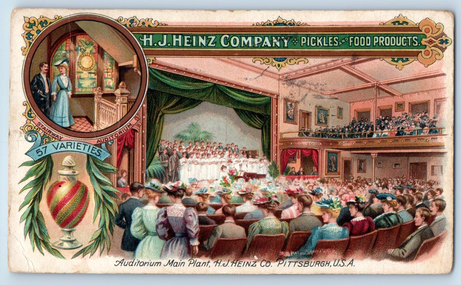 Auditorium Postcard Main Plant H J Heinz Co. Pickles And Food Products 1911
