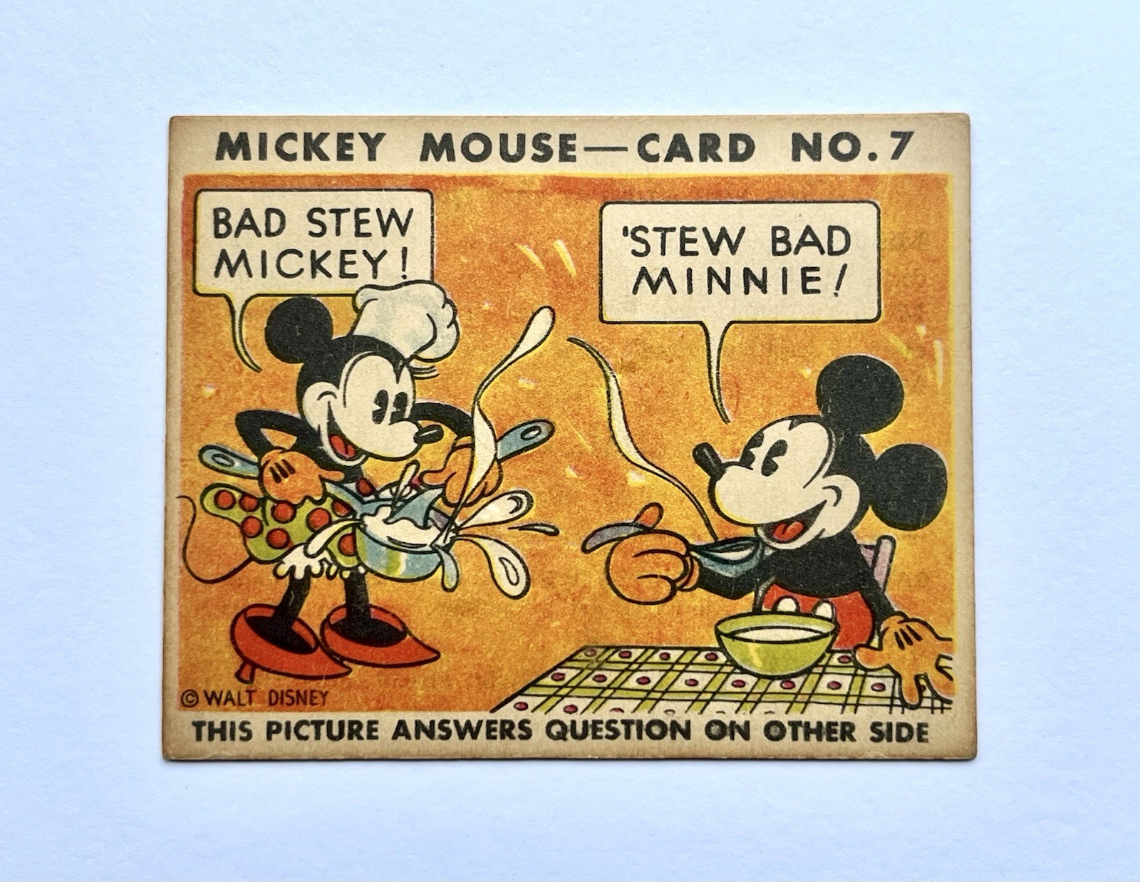 1935 Mickey Mouse Gum Card R89 - TYPE 1 - #7 ULTRA RARE - Bad Stew Mickey