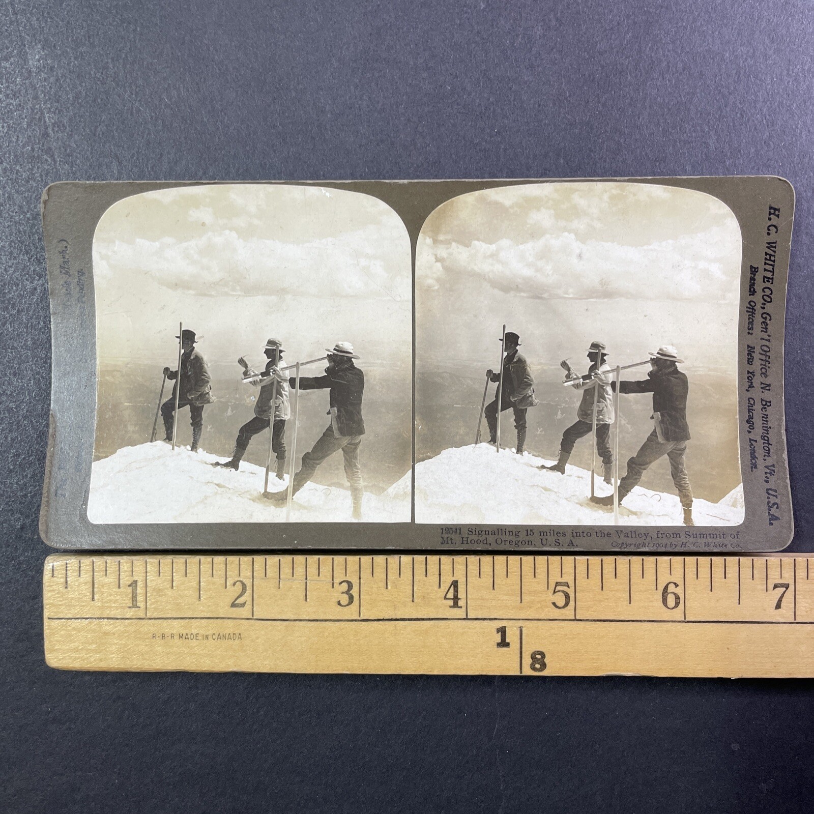 Mt. Hood Oregon Stereoview H.C. White Co. 1904 Surveyors Signaling