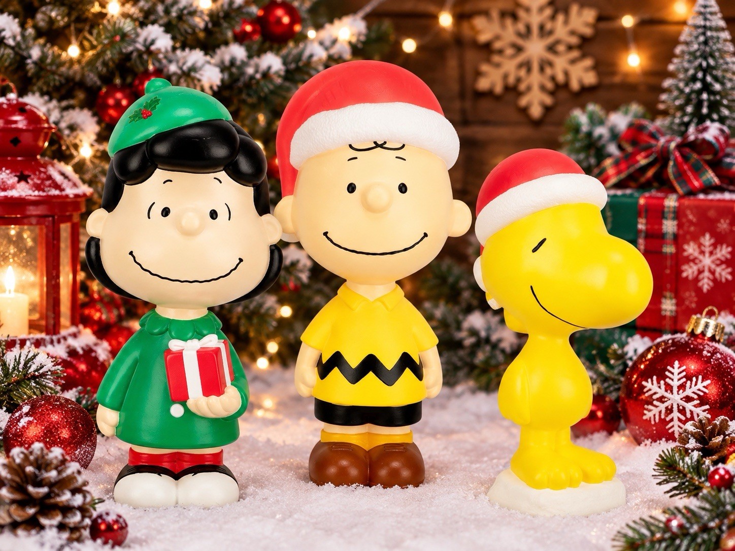3pc set set blow Mold Peanuts Christmas Yard Decor Charlie Brown Snoopy Lucy 22”