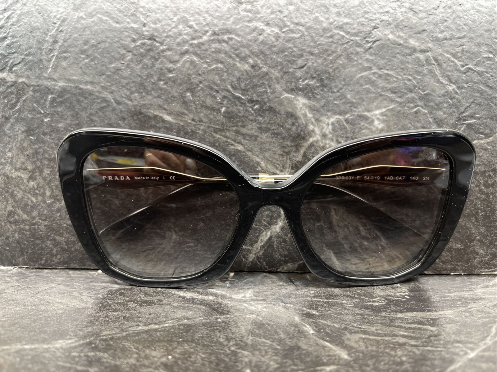 PRADA SPR03Y-F Black/Gold Sunglasses Made in Italy