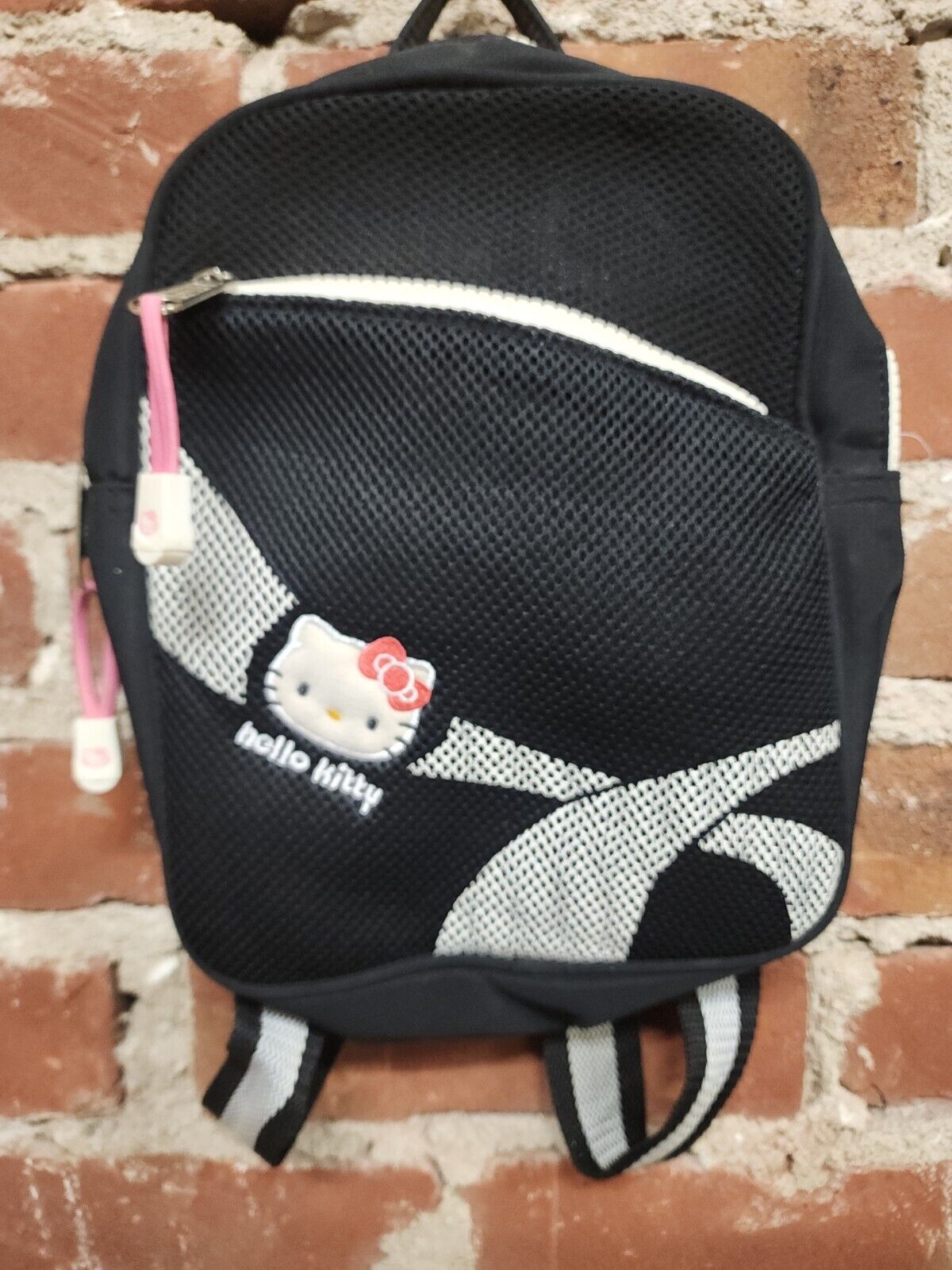 Vintage Hello Kitty Sanrio Black Mesh Small Backpack 2004