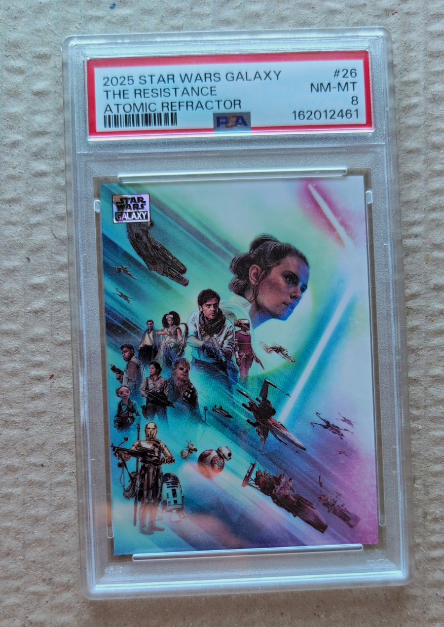 Topps 2025 Star Wars The Resistance #26 Atomic Refractor /50 PSA 8 Topps 2025 Star Wars The Resistance #26 Atomic Refractor /50 PSA 8