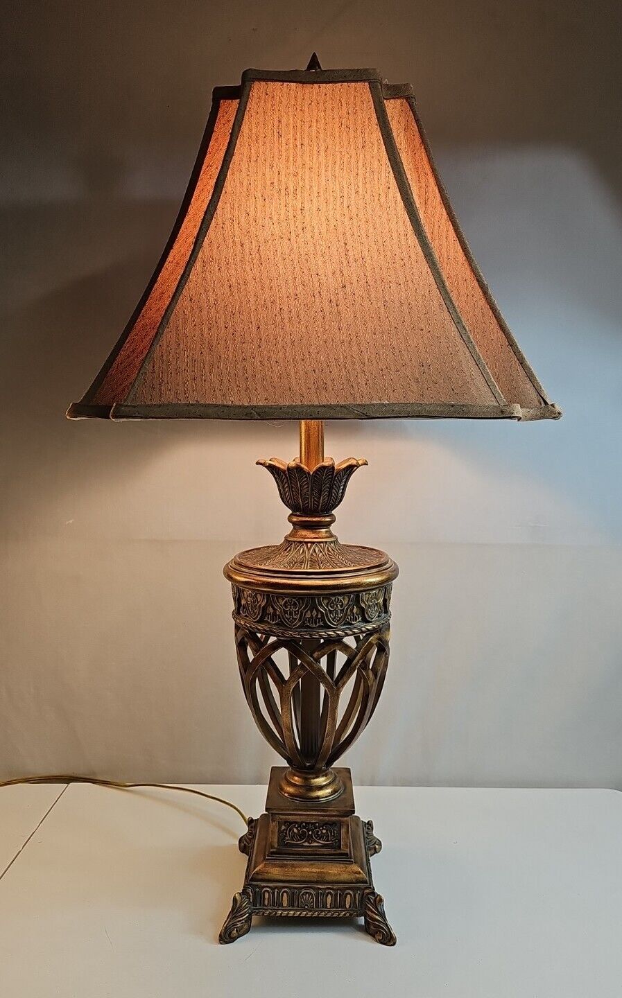 FREDERICK COOPER Chicago Vintage Gold And Bronze Laquer Wood Urn Lamp