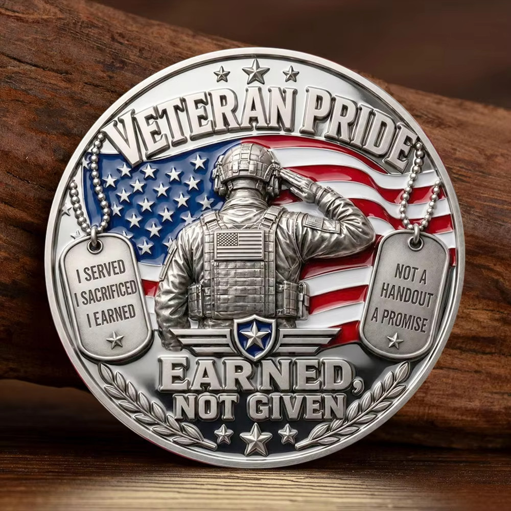Veteran Pride DD214 Challenge Coin Earned Not Given Military Veteran Gift