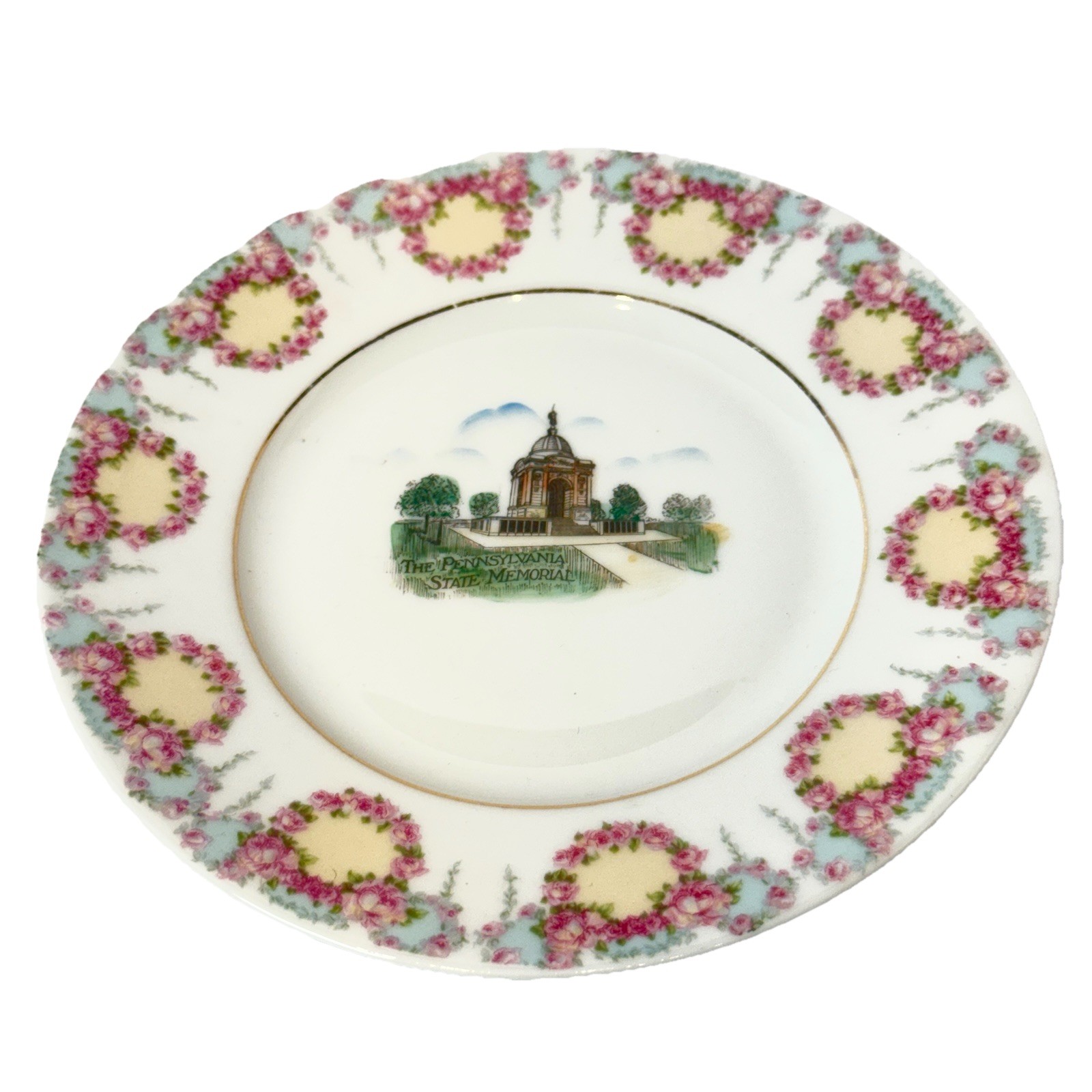 GETTYSBURG Pennsylvania PA Antique STATE MEMORIAL Souvenir TRINKET DISH PLATE