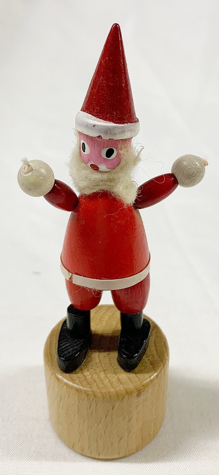 VTG WOODEN SANTA CLAUS PUSH UP COLLAPSIBLE TOY CHRISTMAS DECOR FIGURINE ITALY