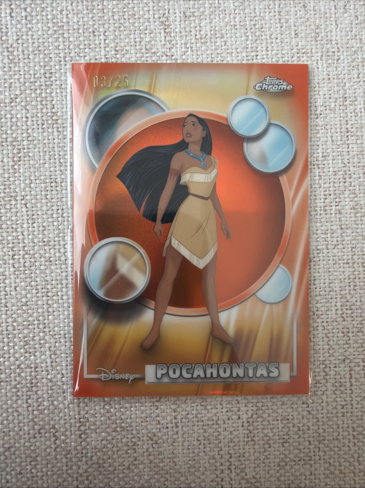 2026 Topps Chrome Disney Pocahontas Orange Refractor /25 SSP RARE