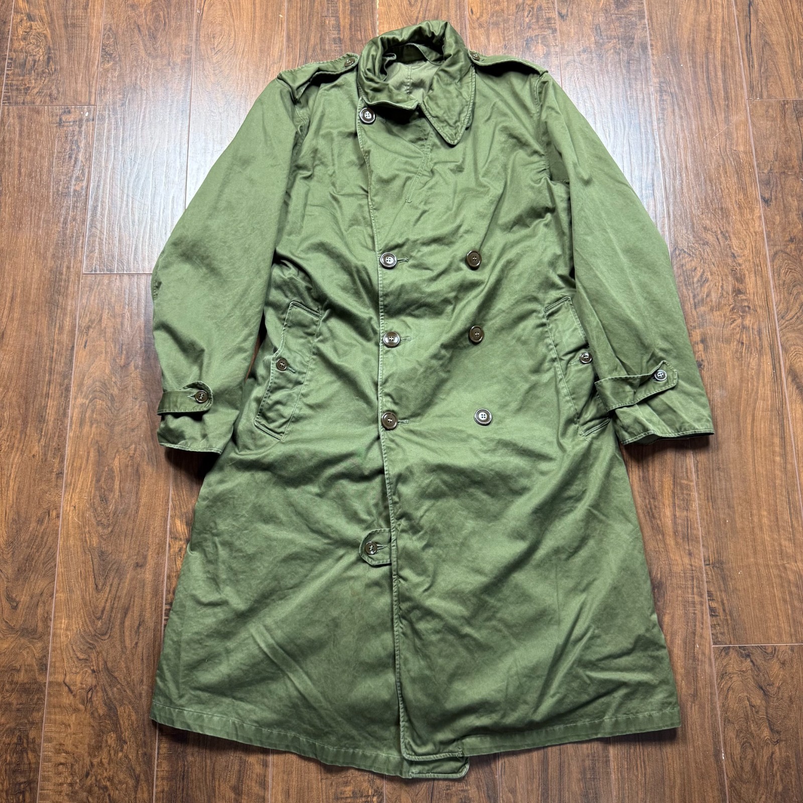 VTG Military Trench Coat Mens Medium Regular US Army OG 107 60s