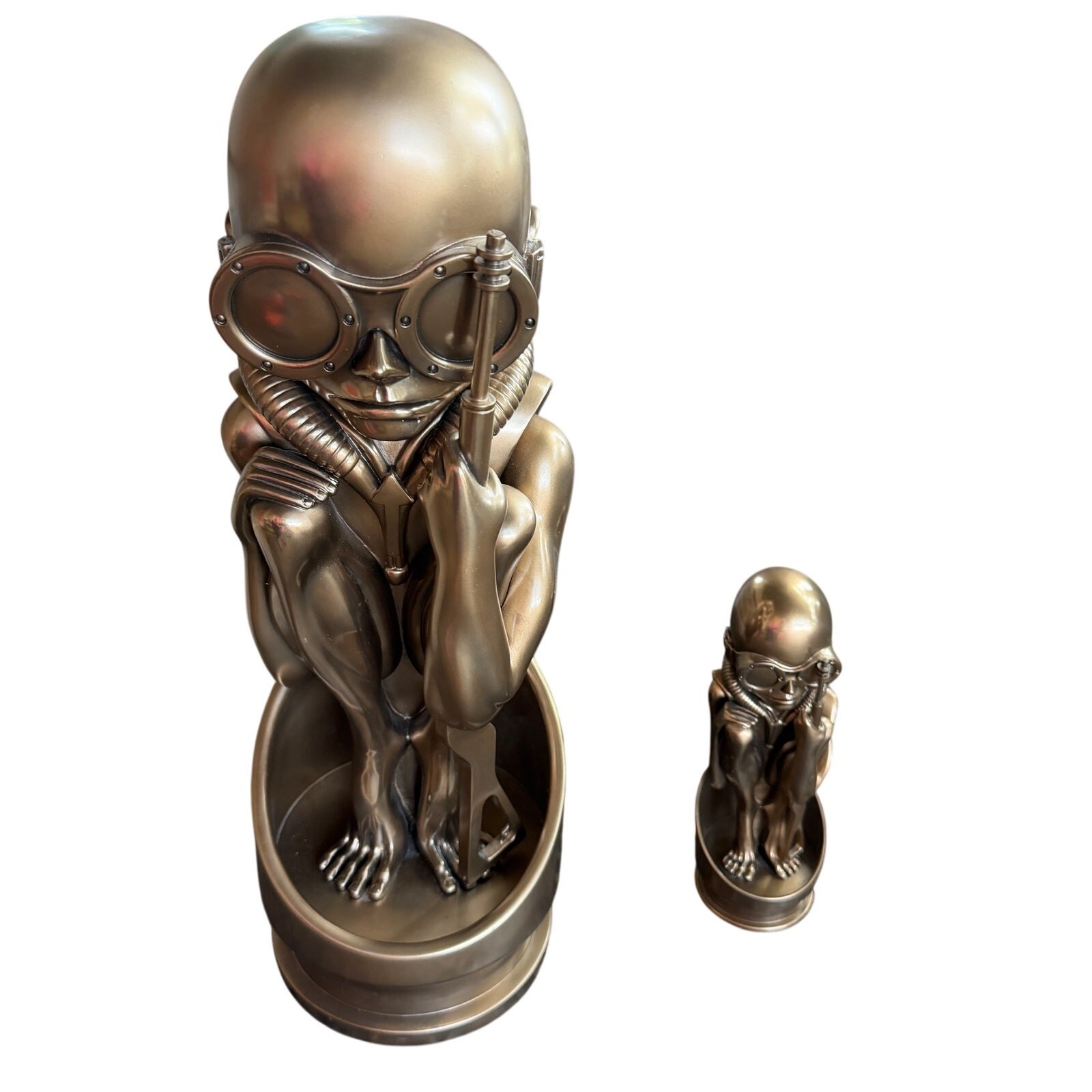 Rare Find HR Giger Bullet Baby Statue Set 17.7 & 7 Biomechanical Gothic Decor