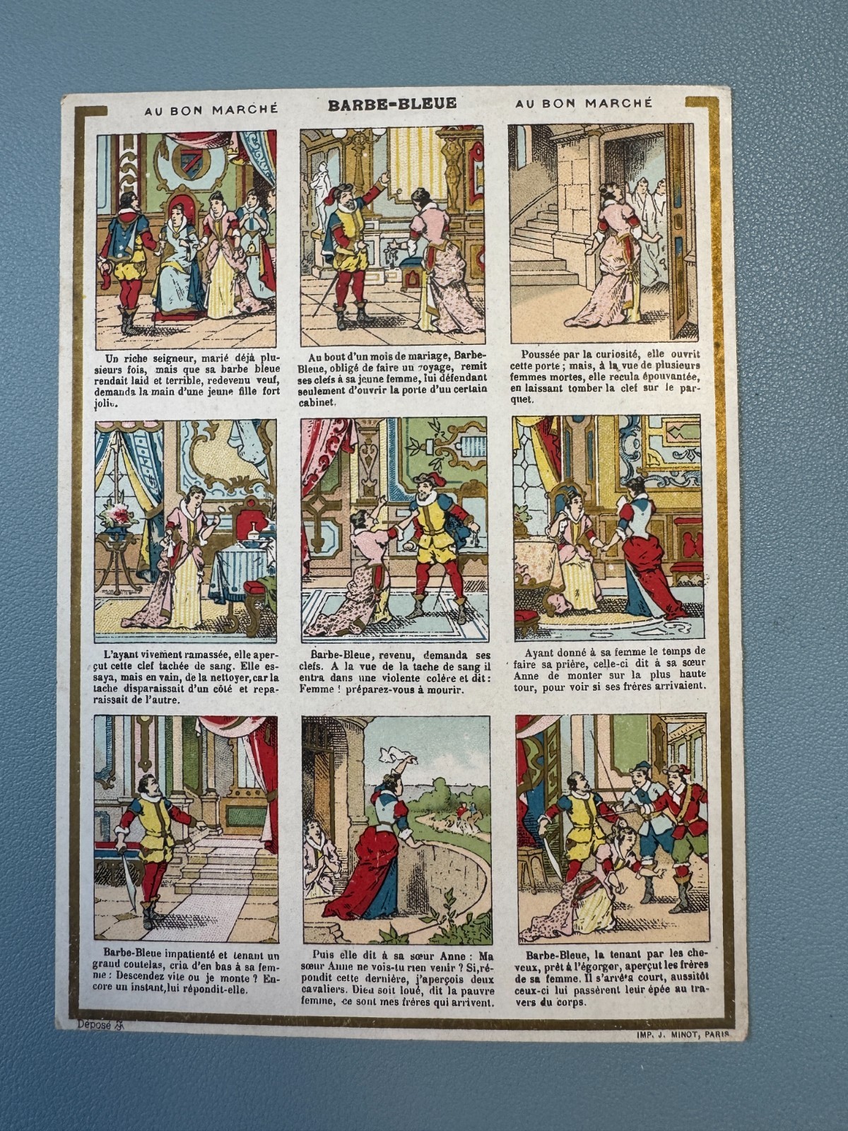 Chromo AU BON MARCHE - BLUE BARBLE Advertising Card