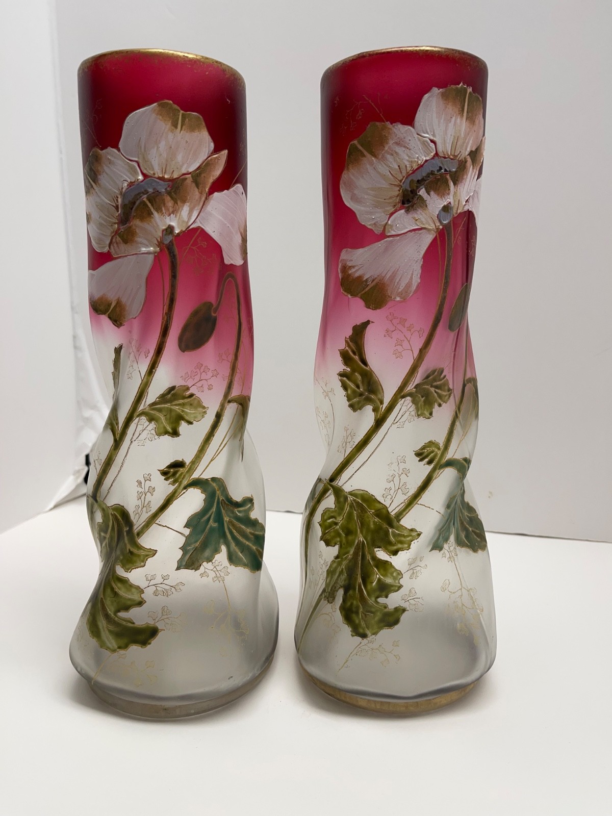 LG. PAIR ANTIQUE FRENCH LEGRAS \