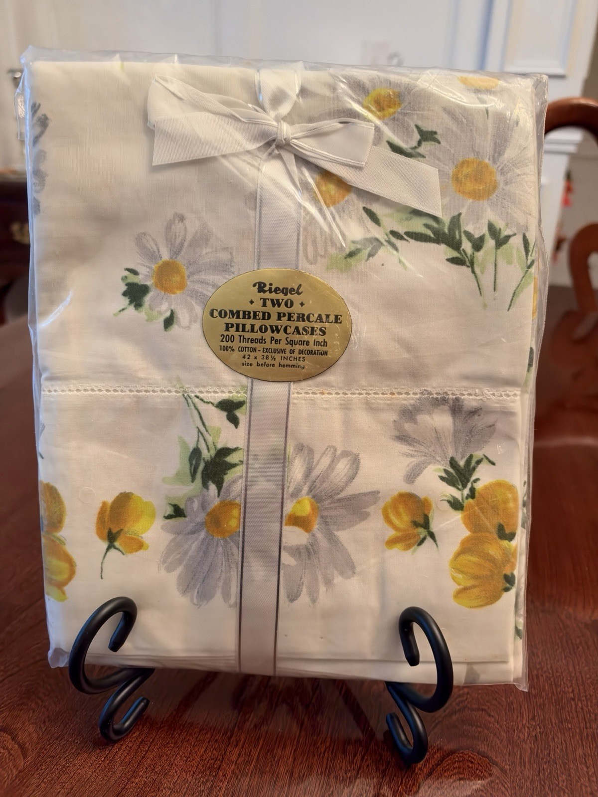 Vintage Set Of Two Combed Percale Pillowcases - 200 Threads Per Square Inch