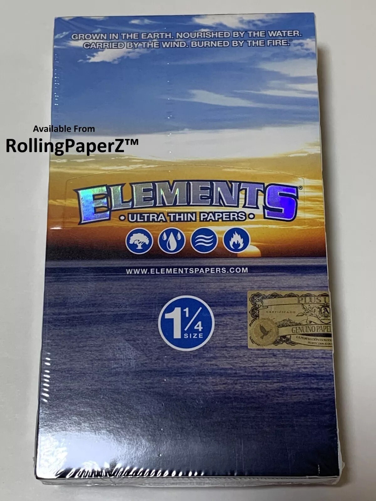 Fully Sealed BOX of 25 packs ELEMENTS 1 1/4 1.25 Ultra Thin Rice Rolling papers