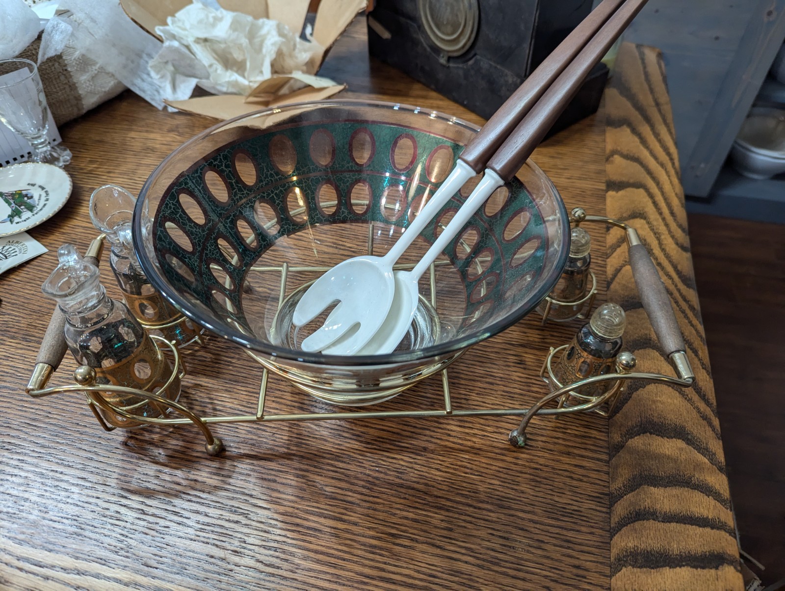 Stunning Vintage Mid Century Starlyte 11 Piece Salad and Spice Set  Rare 22K