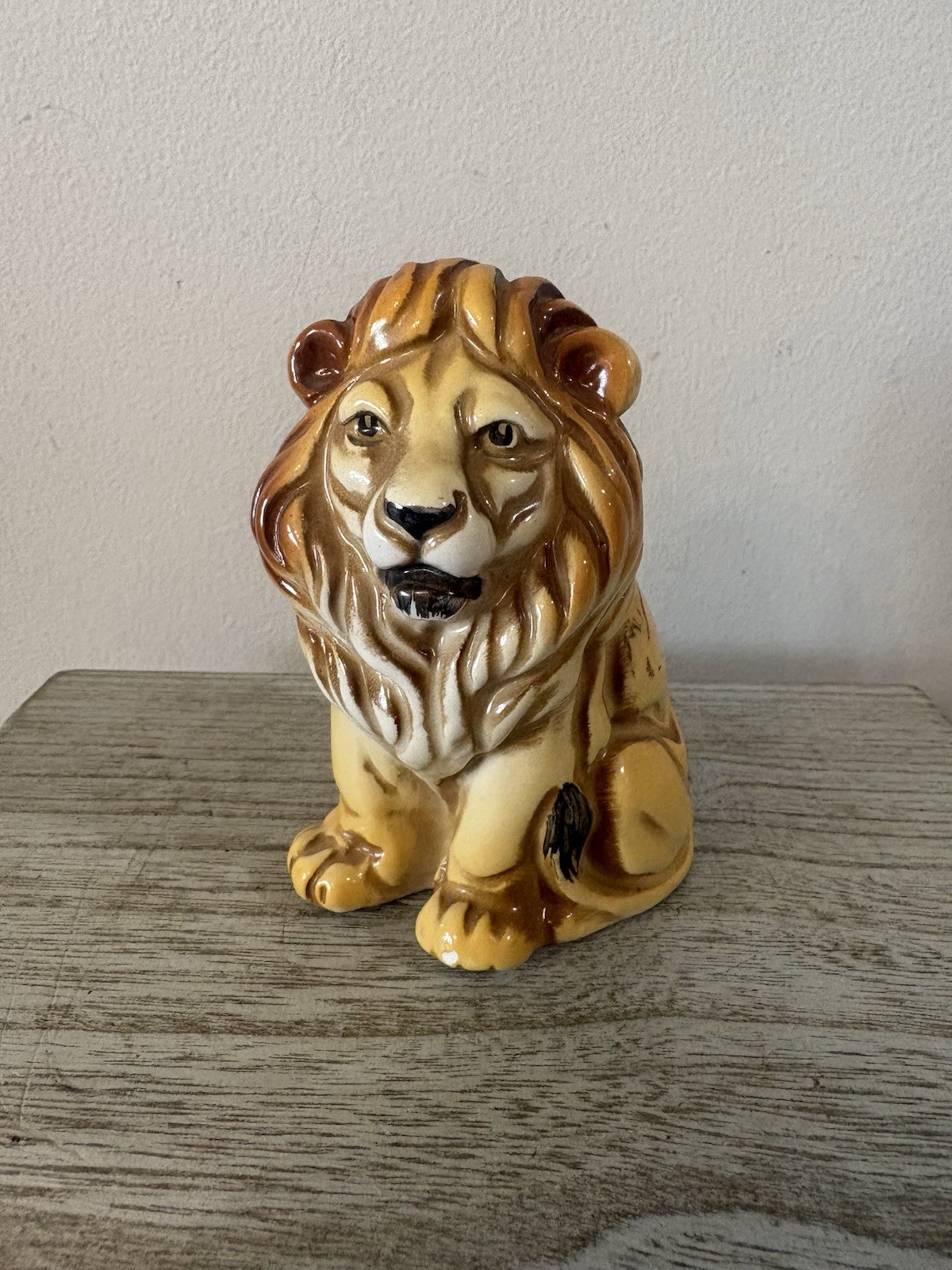 Vtg Mid Century Italy Italian Ceramic  Lion Hollywood Regency Hand Painted