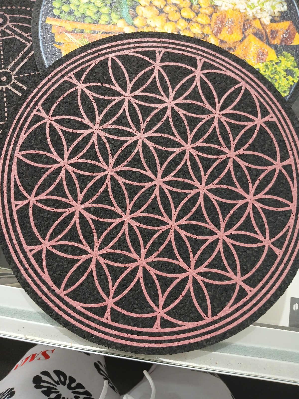 Moodmats 12 in Slipmat Black/Pink Geometric Pattern
