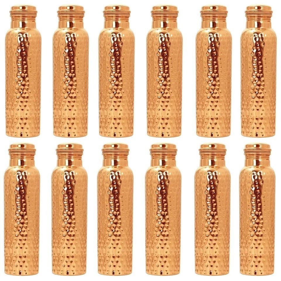 12 X 100% Pure Copper Water Bottle For Leak Proof Ayurveda Health Benefits1000ml