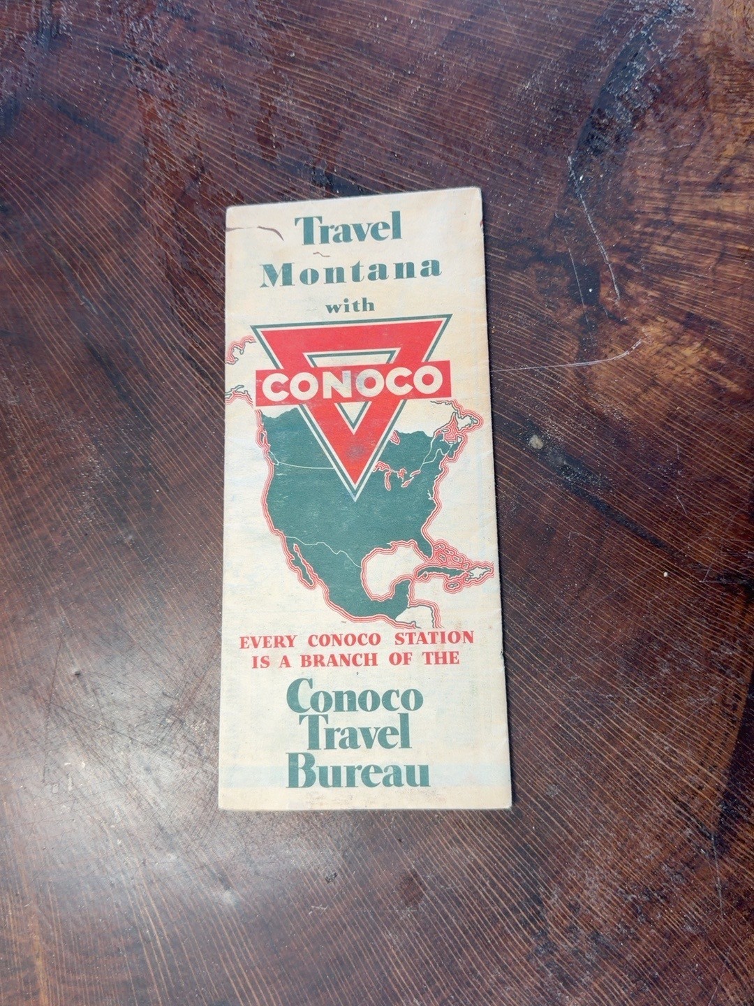 Vintage Conoco Montana Road Map Elephant Nth Motor Oil Gas Station 1940s