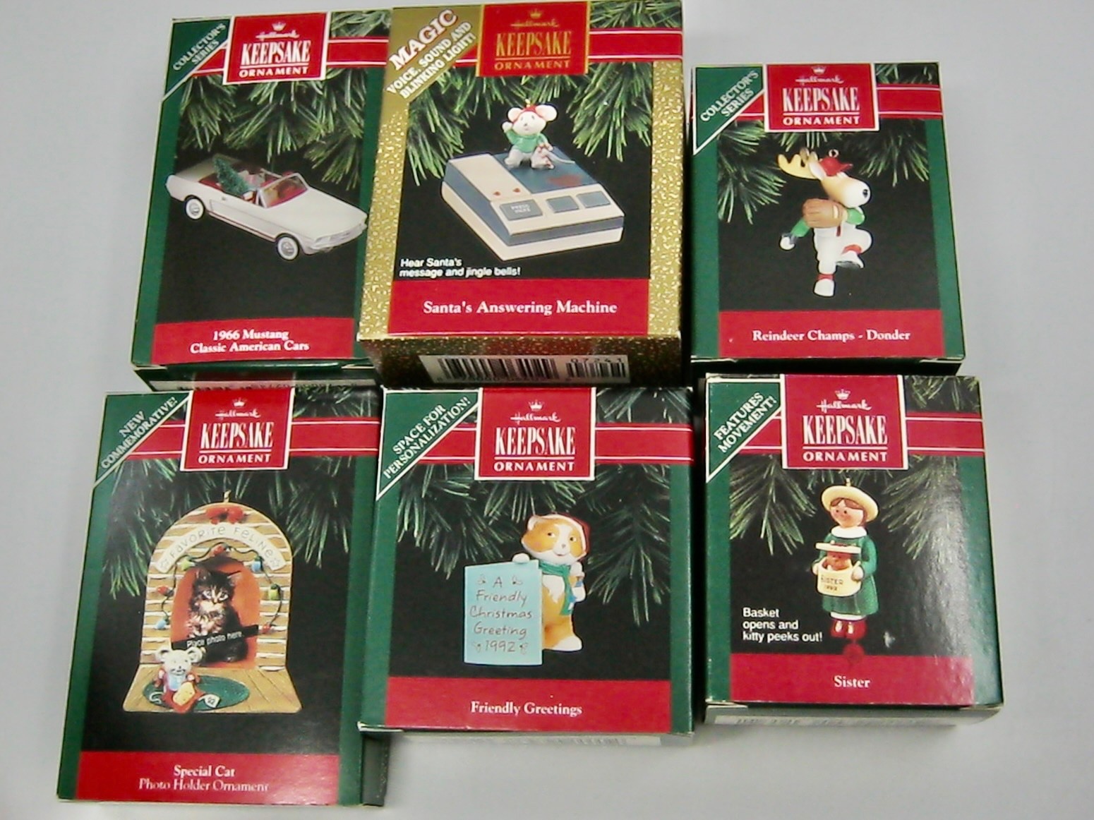 6 Hallmark Vintage 1992 Christmas Ornaments Original Boxes w/Price Tabs Keepsake