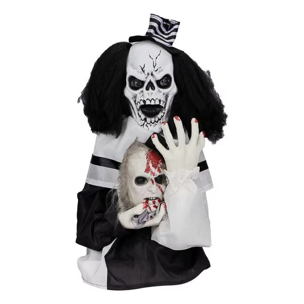 1.8FT Scary Clown Halloween Decoration Sound Activated Creepy Haunted House Prop