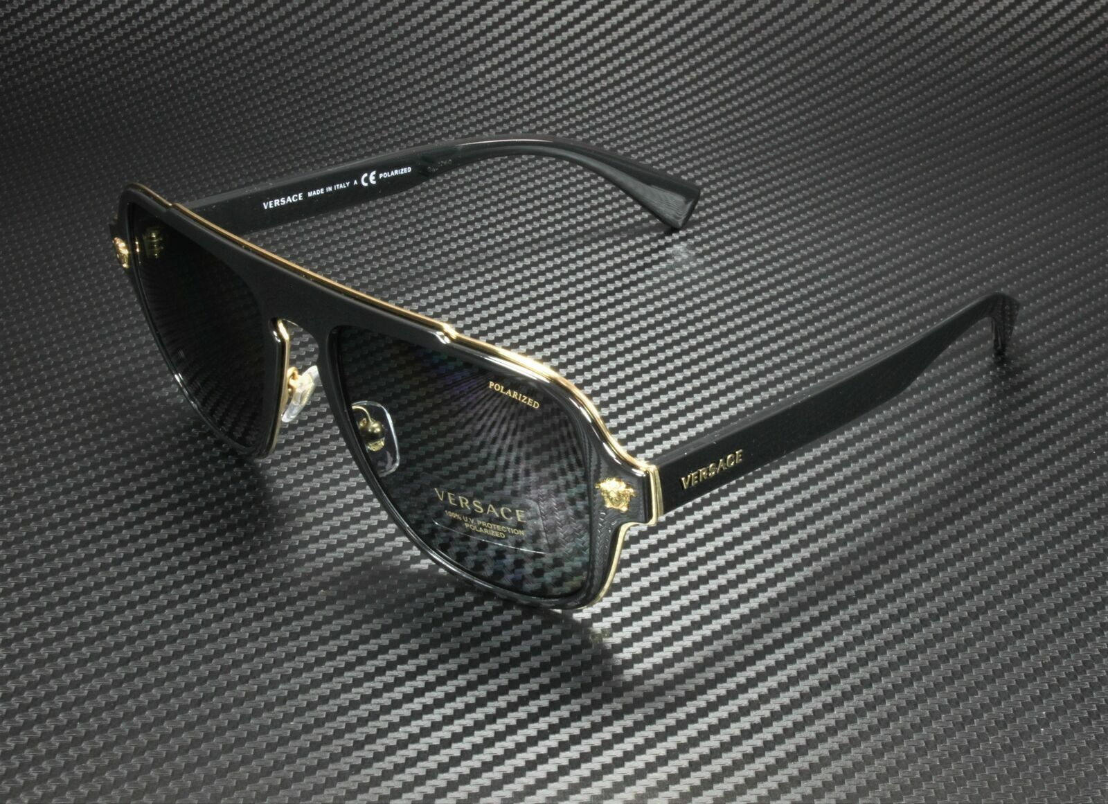 Versace VE2199 100281 Black Grey Polarized Lens Men\'s Sunglasses 56mm