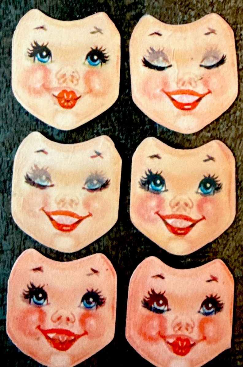 6- 1950s Bisque cookie jar Vari-Vue Flicker baby Faces NOS 6- 1950s Bisque cookie jar Vari-Vue Flicker baby Faces NOS