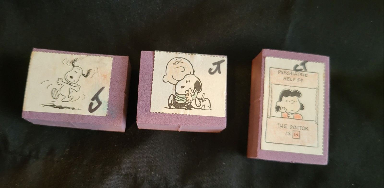 Vintage Peanuts Comic  Stamp Lot of 3 Snoopy, Charlie Brown, Lucy Foam Stampers