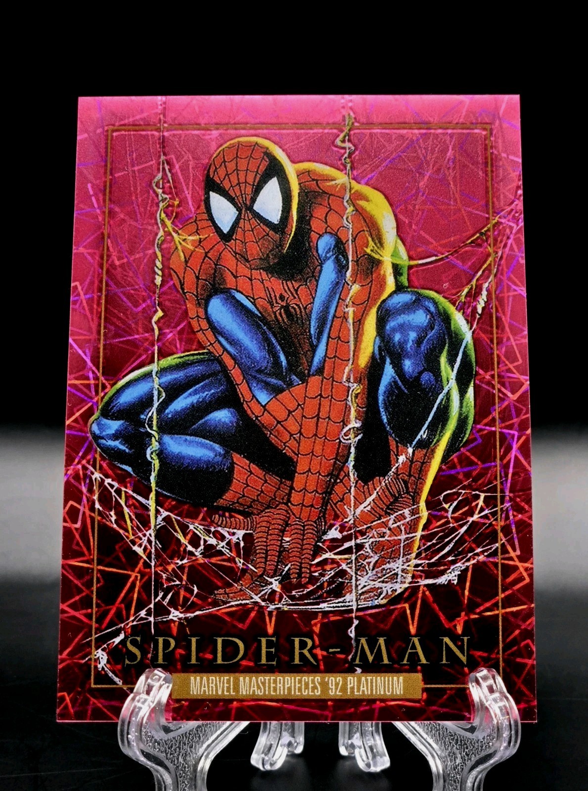 2024 Marvel Masterpieces \'92 Platinum Spider-Man Pink Lasers /992 (GRADE-WORTHY)