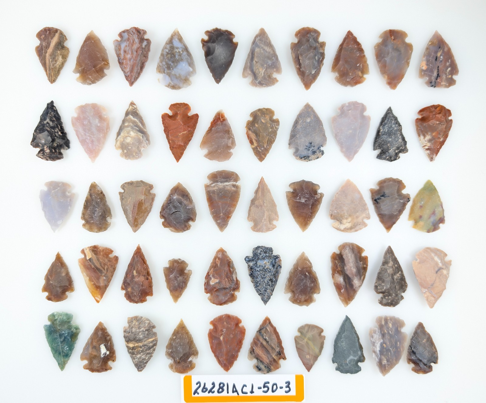 50 Piece Arrowheads - Bow Points - Pow-Wow - Deco - Jewelry - Hand Knapped Agate