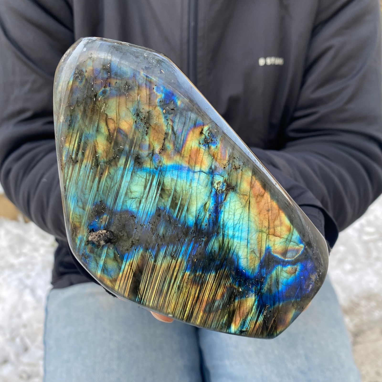 2.66LB Natural Labradorite Quartz Crystal Freeform Mineral Specimen Healing