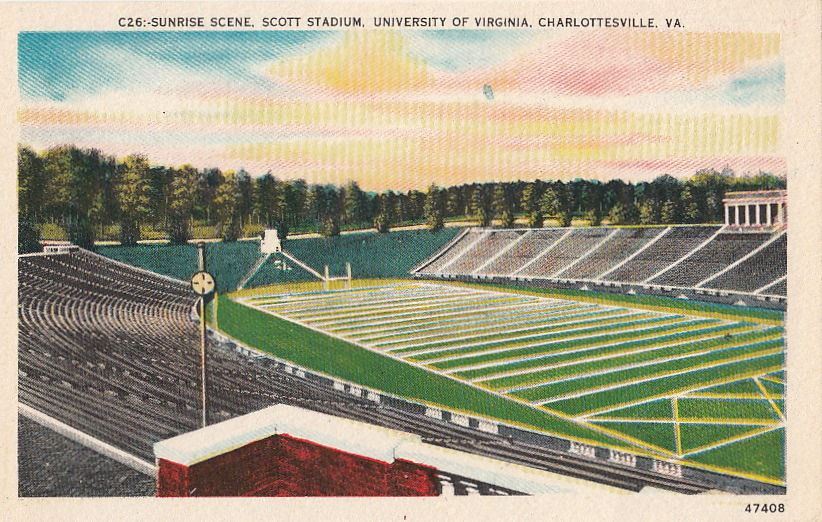  Postcard Sunrise Scene Scott Stadium University Virginia Charlottesville VA 